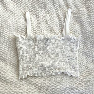 H&M white ribbed summer crop tank top shirt hm m